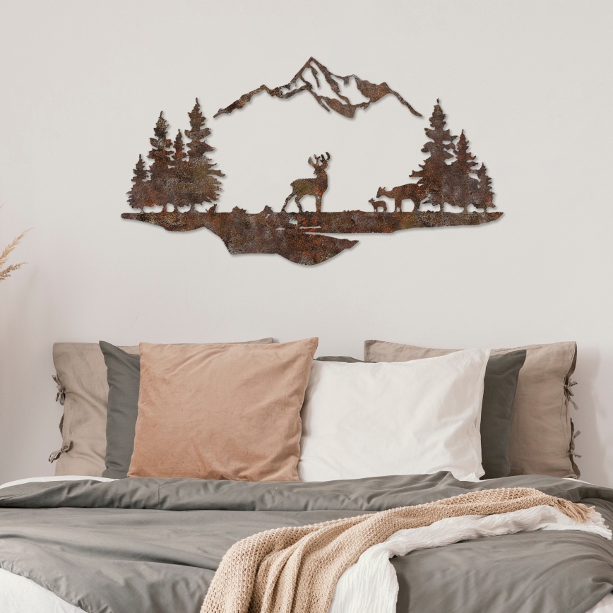 Nástenná dekorácia 2ks 70x38 cm jeleň kov/hnedá