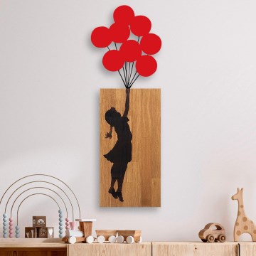 Nástenná dekorácia 34x99 cm dievča drevo/kov