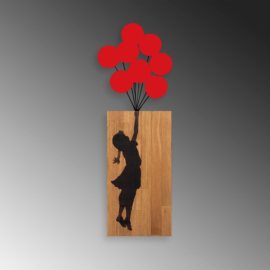 Nástenná dekorácia 34x99 cm dievča drevo/kov