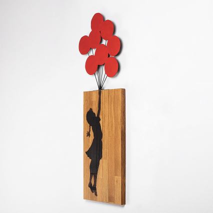 Nástenná dekorácia 34x99 cm dievča drevo/kov