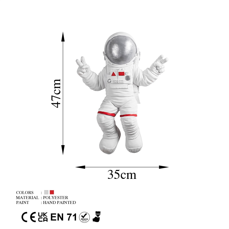Nástenná dekorácia 47x35 cm astronaut strieborná