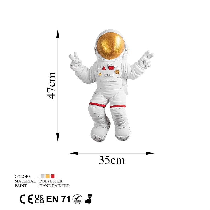 Nástenná dekorácia 47x35 cm astronaut zlatá