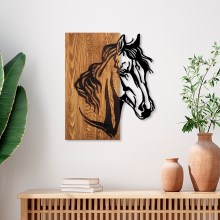 Nástenná dekorácia 48x58  cm kôň drevo/kov