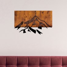 Nástenná dekorácia 58x36 cm hory drevo/kov