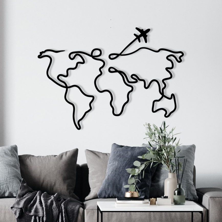 Nástenná dekorácia 60x42 cm mapa kov