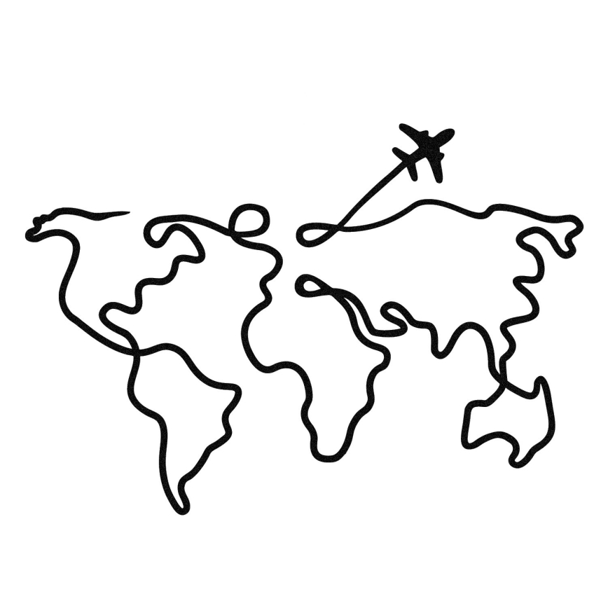 Nástenná dekorácia 60x42 cm mapa kov