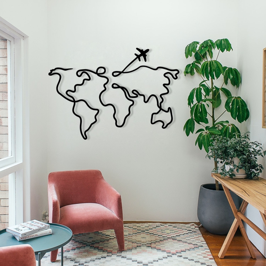 Nástenná dekorácia 60x42 cm mapa kov