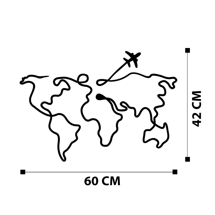Nástenná dekorácia 60x42 cm mapa kov