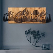 Nástenná dekorácia 75,5x24,5 cm hory drevo/kov