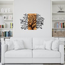 Nástenná dekorácia 85x58 cm strom drevo/kov