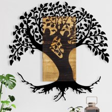 Nástenná dekorácia 89x90 cm strom drevo/kov