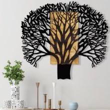 Nástenná dekorácia 93x86 cm strom drevo/kov