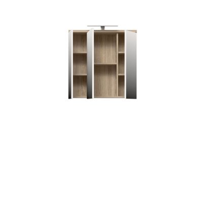 Nástenná kúpeľňová skrinka so zrkadlom VENOM biela/dub sonoma