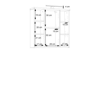 Nástenná kúpeľňová skrinka so zrkadlom VENOM biela/dub sonoma