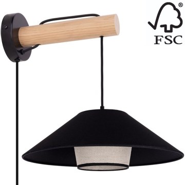 Nástenná lampa AMIGO 1xE27/25W/230V dub – FSC certifikované