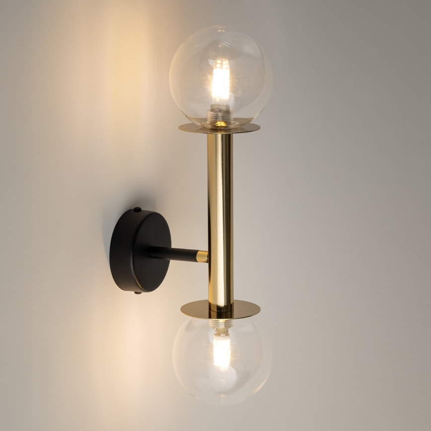 Nástenná lampa DAISY 2xG9/12W/230V zlatá/čierna/číra