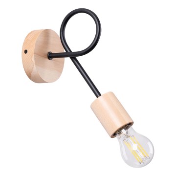 Nástenná lampa EMBER 1xE27/15W/230V čierna/béžová/buk