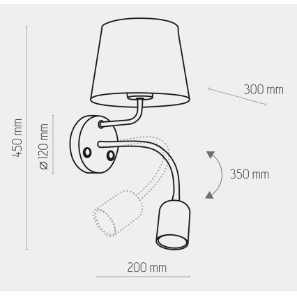 Nástenná lampa MAJA 1xE27/15W/230V + 1xGU10/10W/230V biela