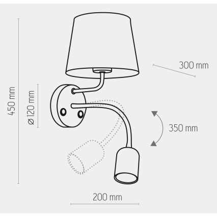 Nástenná lampa MAJA 1xE27/15W/230V + 1xGU10/10W/230V čierna