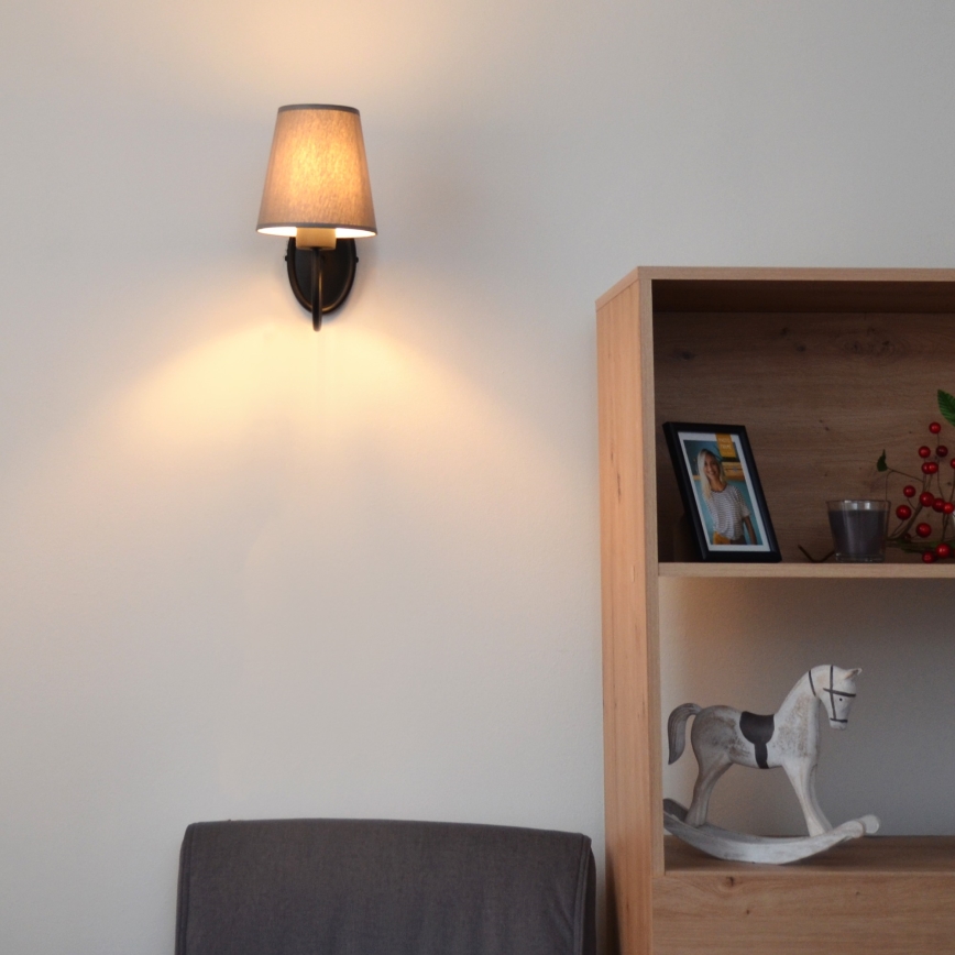 Nástenná lampa MALBO 1xE27/15W/230V šedá/čierna