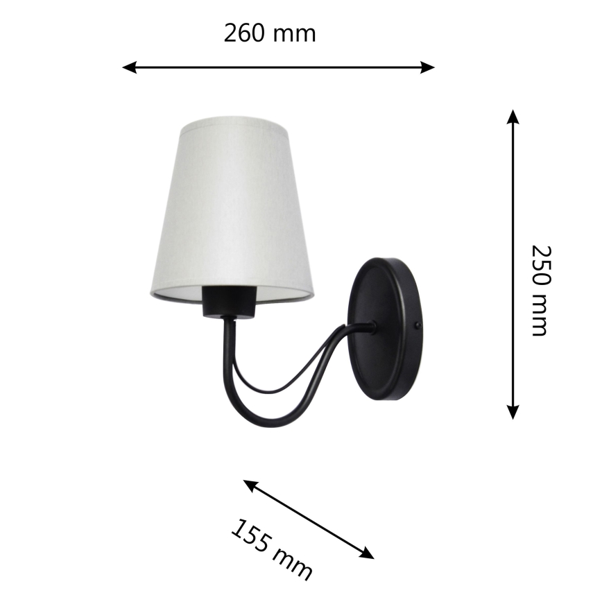 Nástenná lampa MALBO 1xE27/15W/230V šedá/čierna