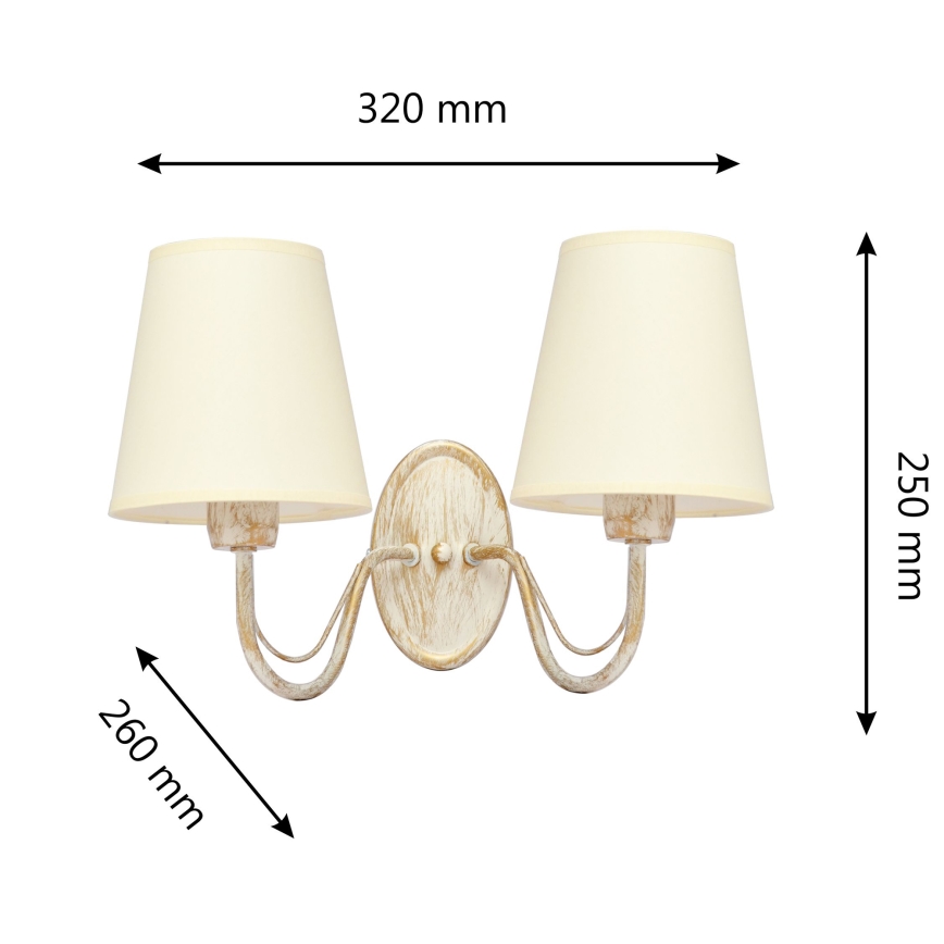 Nástenná lampa MALBO 2xE27/15W/230V béžová