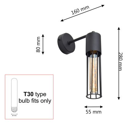 Nástenná lampa MELODY 1xE27/15W/230V čierna