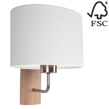 Nástenná lampa MERCEDES 1xE27/25W/230V biela/dub – FSC certifikované