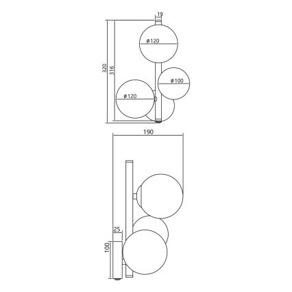 Nástenná lampa MILA 3xG9/9W/230V čierna/šedá