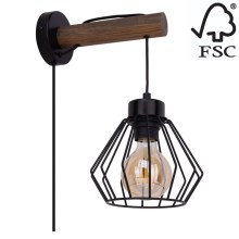 Nástenná lampa MUG 1xE27/15W/230V orech borovica – FSC certifikované