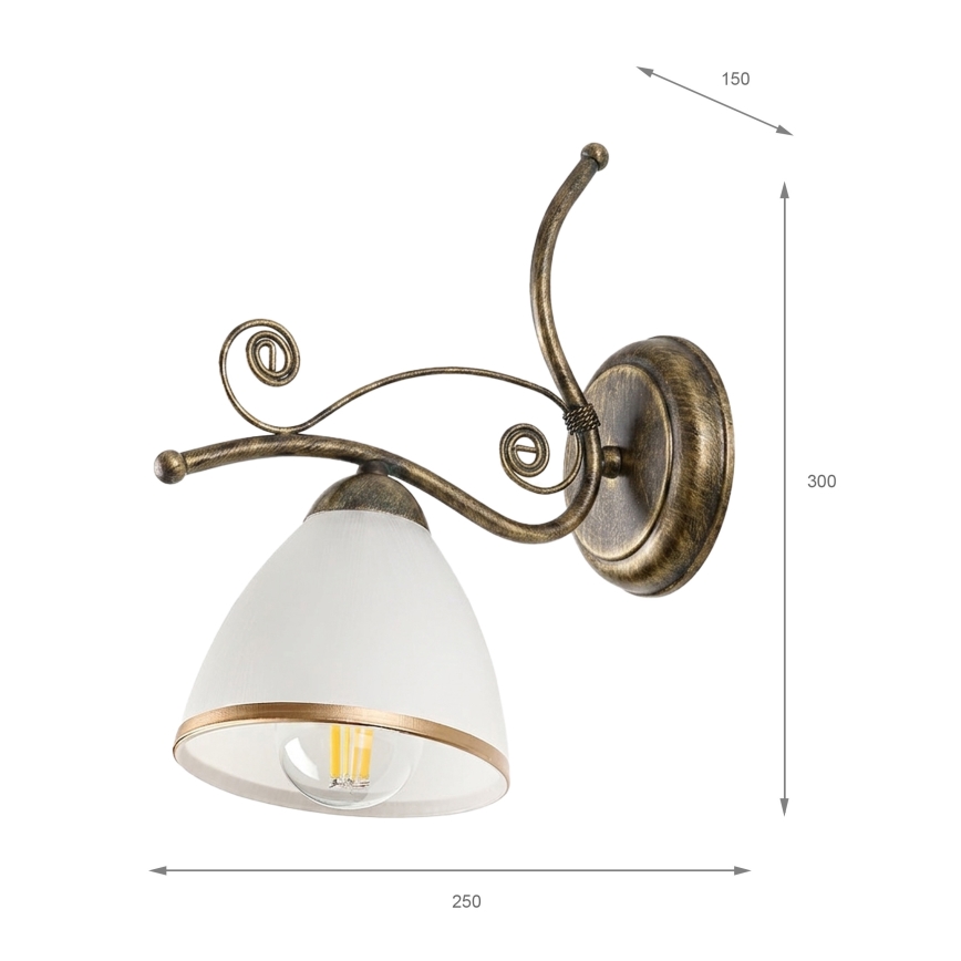 Nástenná lampa RETRO II 1xE27/60W/230V zlatá patina
