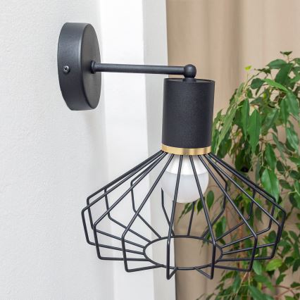 Nástenná lampa SOLANO 1xE27/15W/230V čierna/zlatá