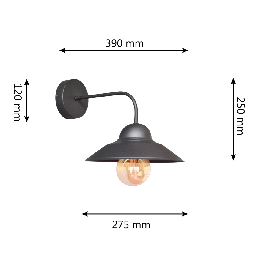 Nástenná lampa SORAPIS 1xE27/15W/230V čierna