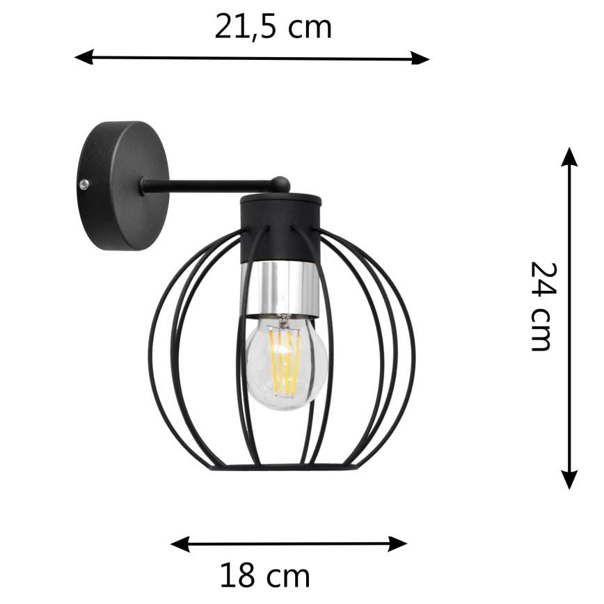 Nástenná lampa STARLIGHT 1xE27/15W/230V čierna/strieborná
