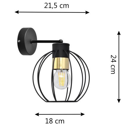 Nástenná lampa STARLIGHT 1xE27/15W/230V čierna/zlatá