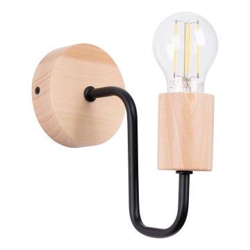Nástenná lampa TIMBO 1xE27/15W/230V čierna/béžová/buk