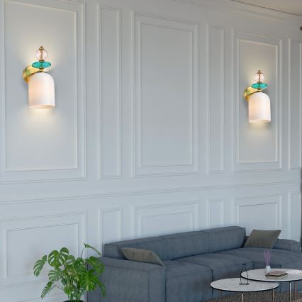 Nástenná lampa TROPEA 1xE27/15W/230V zlatá/dymovo-ružová/modrá/biela