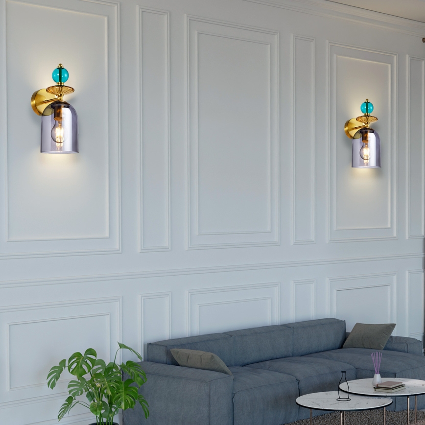 Nástenná lampa TROPEA 1xE27/15W/230V zlatá/modrá/dymová béžová/sivá