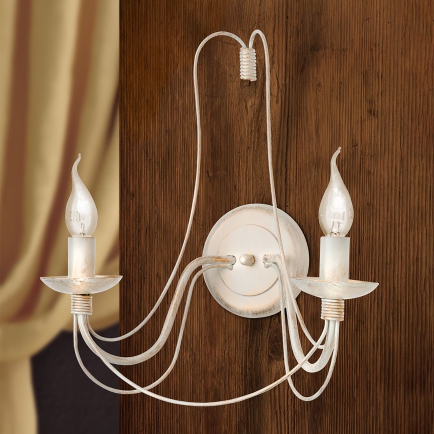 Nástenná lampa VELA 2xE14/40W/230V biela/zlatá/patina