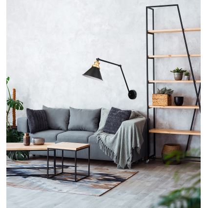 Nástenná lampička FUNDO 1xE27/40W/230V čierna/zlatá