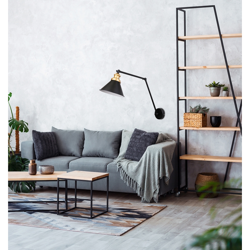 Nástenná lampička FUNDO 1xE27/40W/230V čierna/zlatá