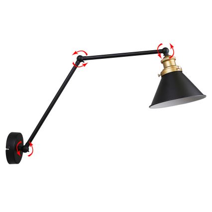 Nástenná lampička FUNDO 1xE27/40W/230V čierna/zlatá