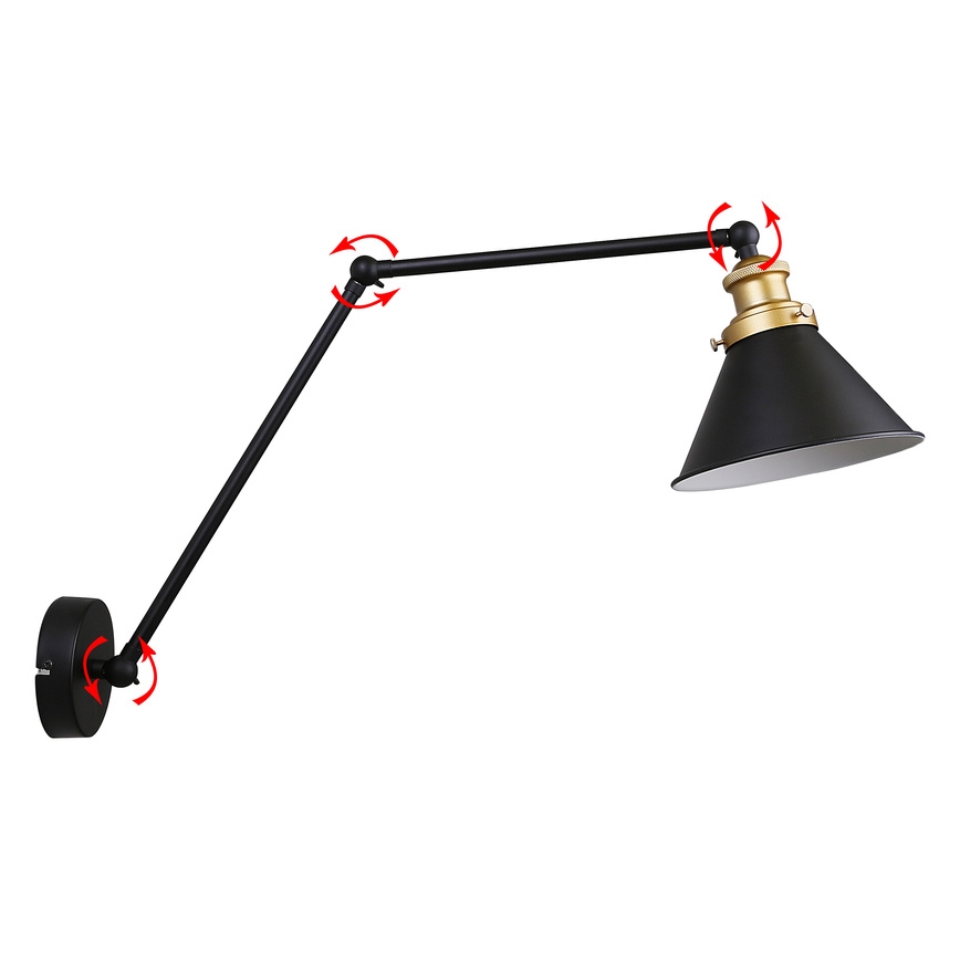 Nástenná lampička FUNDO 1xE27/40W/230V čierna/zlatá