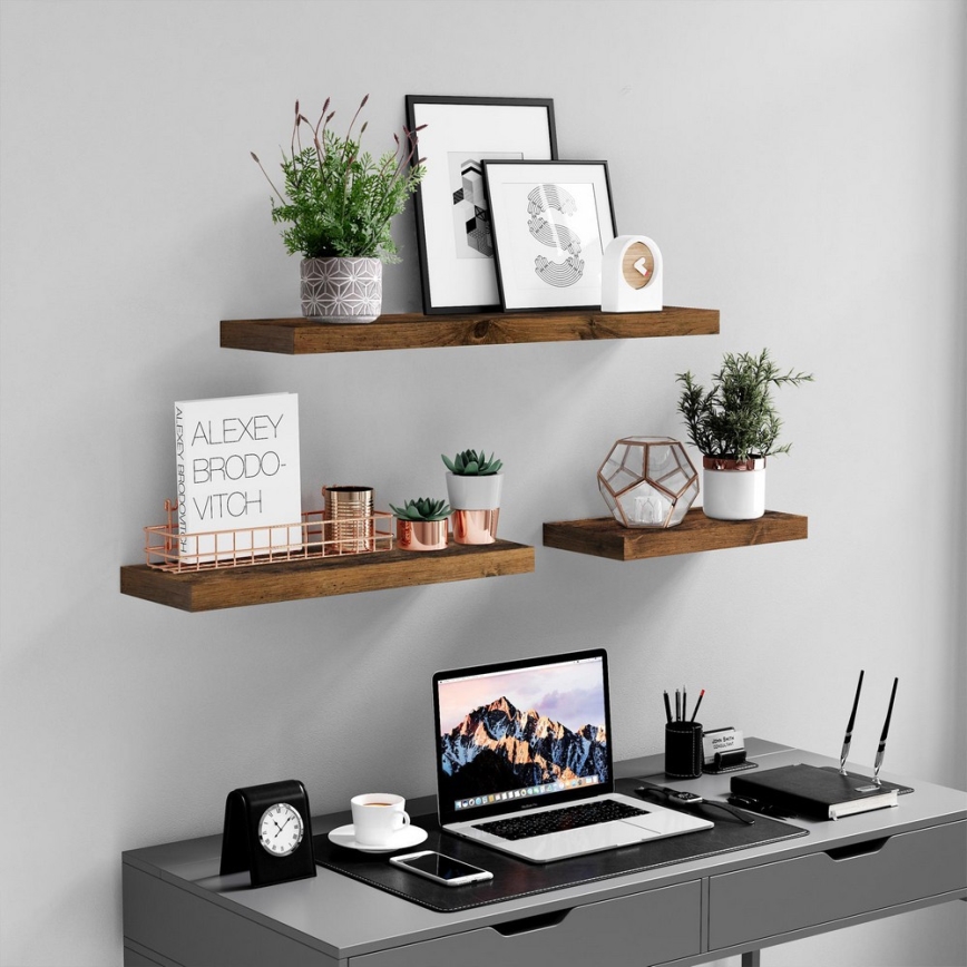 Nástenná polica SHELFY hnedá