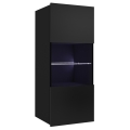 Nástenná skrinka s LED osvetlením PAVO 117x45 cm lesklá čierna