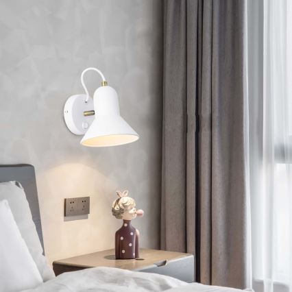 Nástenné bodové svietidlo ASTAMA 1xE27/40W/230V biela/mosadz