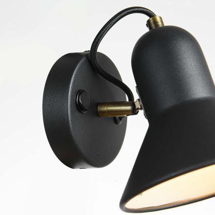 Nástenné bodové svietidlo ASTAMA 1xE27/40W/230V čierna/mosadz