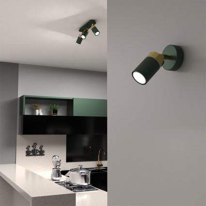 Nástenné bodové svietidlo JOKER 1xGU10/25W/230V zelená/zlatá