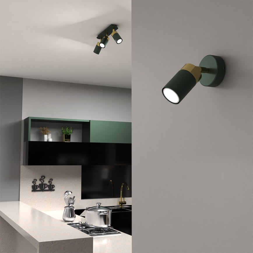 Nástenné bodové svietidlo JOKER 1xGU10/25W/230V zelená/zlatá