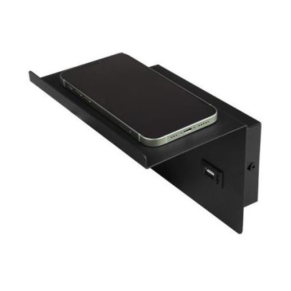 Nástenné bodové svietidlo s poličkou a USB nabíjačkou 1xG9/35W/230V čierna/zlatá
